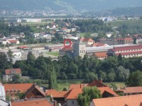 Stahlwerk, vom Stadtturm aus gesehen.